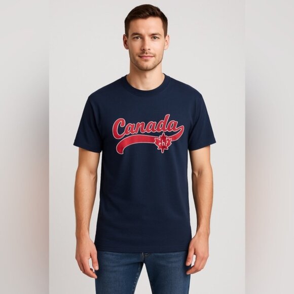 Canada “Eh?” Navy Graphic Tee – Alstyle Apparel – Size L - Picture 1 of 6